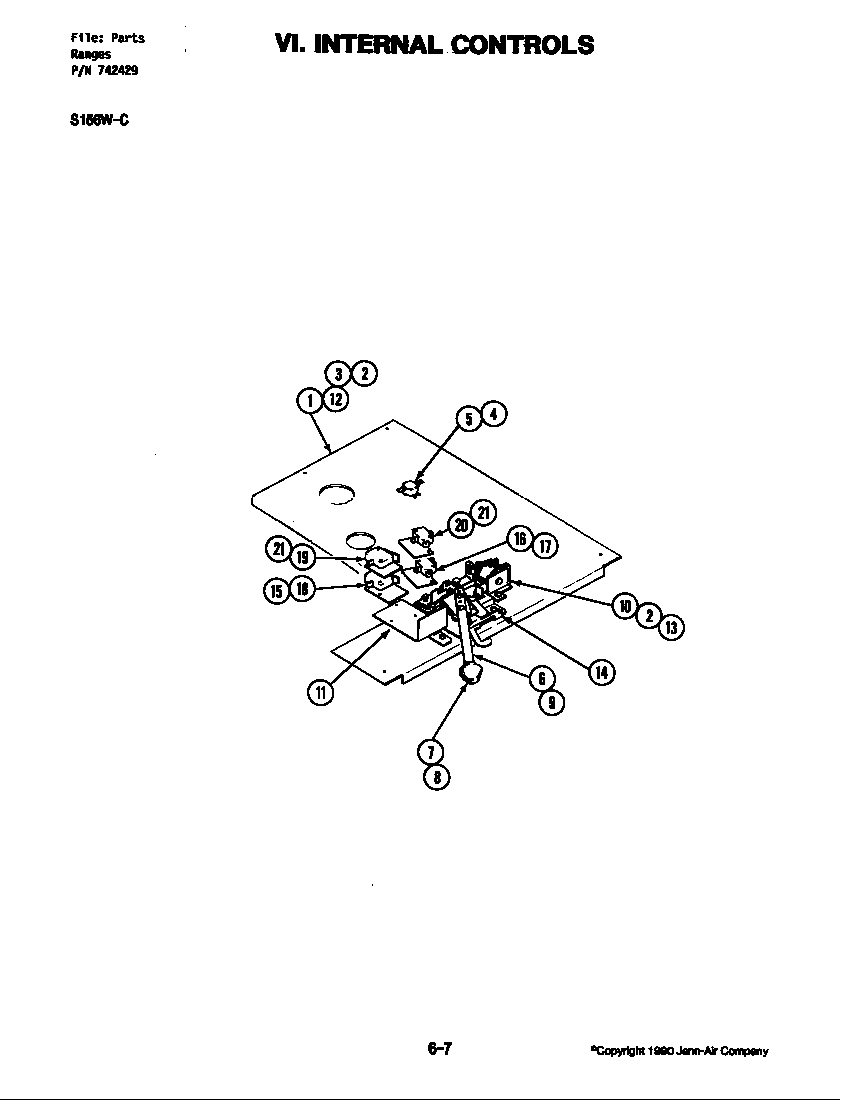 Jenn-Air S156B-C internal controls (s156w-c) diagram