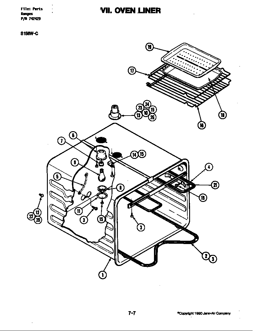 Jenn-Air S156B-C oven liner (s156w-c) diagram