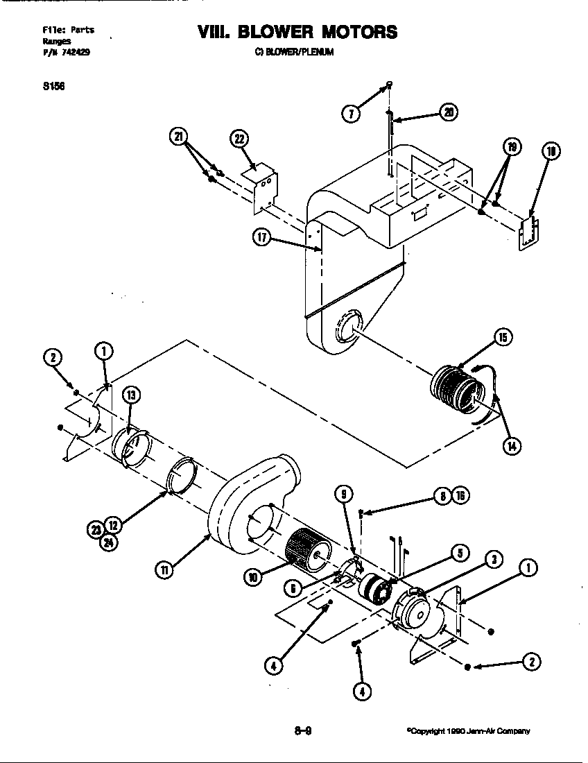 Jenn-Air S156B-C blower motor-blower/plenum (s156b-c) (s156b-c) diagram