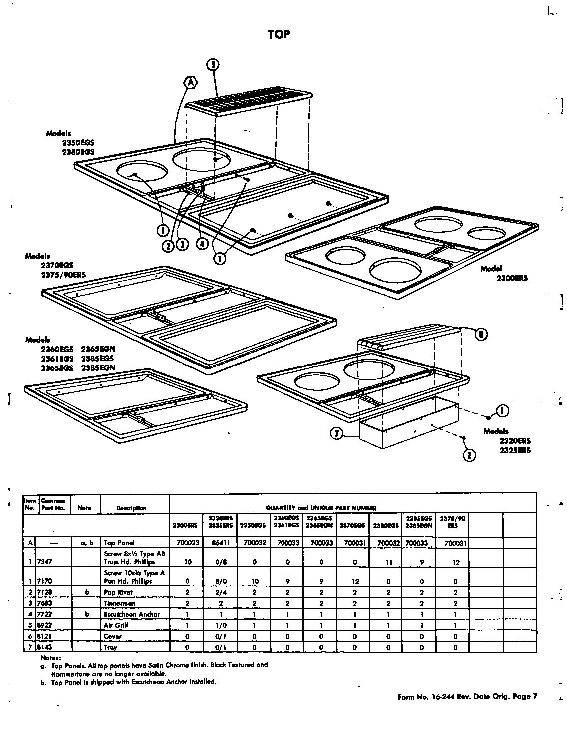 Jenn-Air 2325ERS top diagram