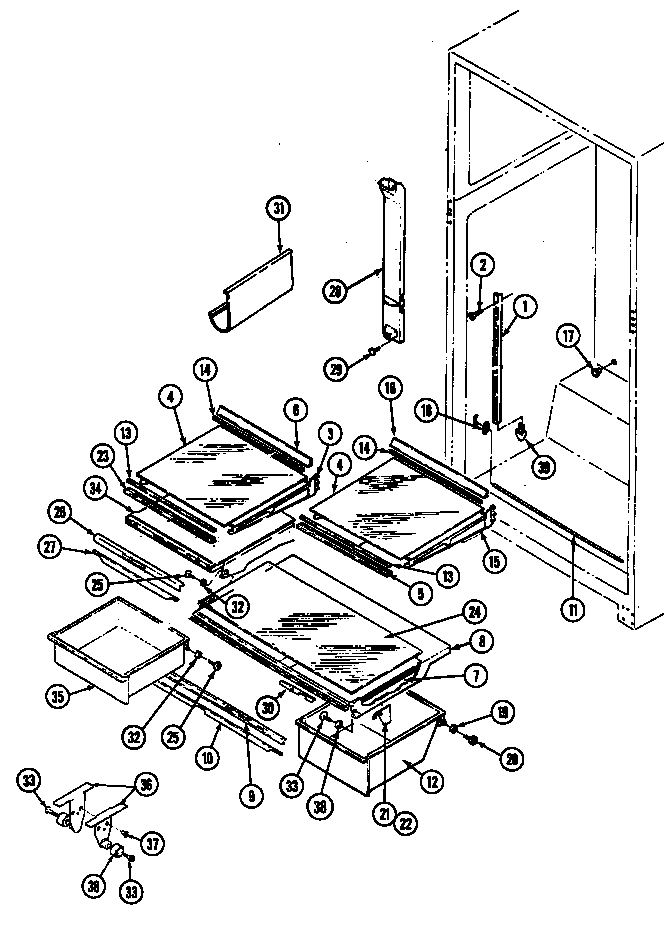 Jenn-Air JRTE217B/DJ76A shelves & accessories diagram