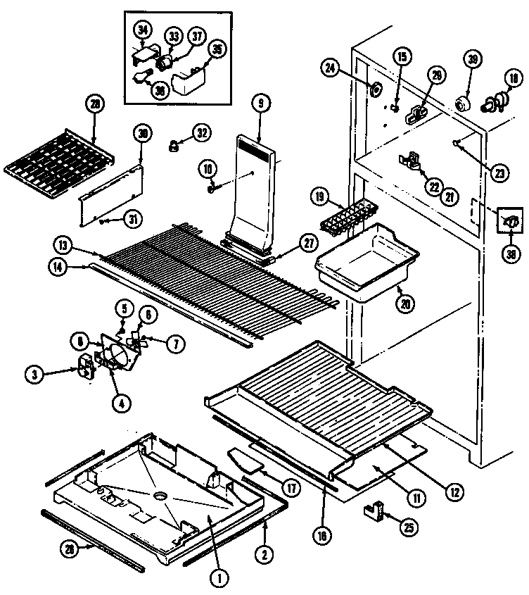 Jenn-Air JRTE217B/DJ76A freezer compartment diagram