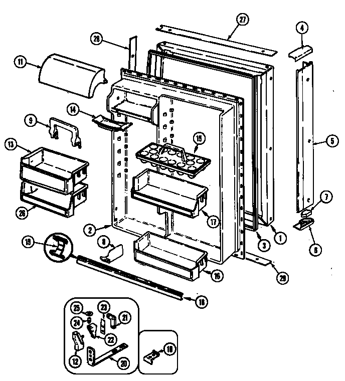 Jenn-Air JRTE217B/DJ76A fresh food door diagram