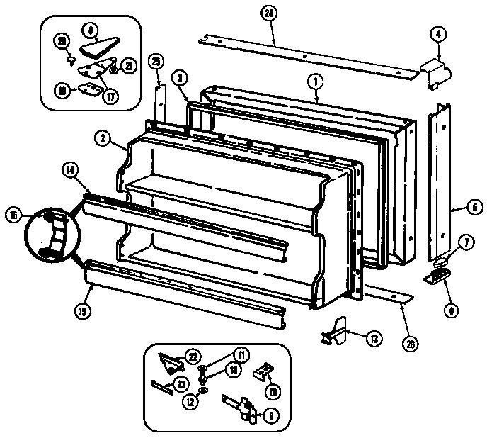 Jenn-Air JRTE217B/DJ76A freezer door diagram