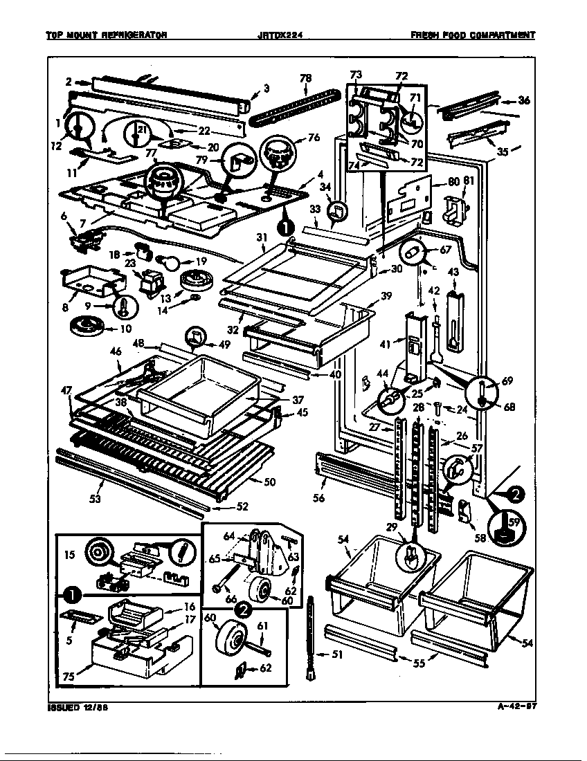 Jenn-Air JRTDX224L/8B14B fresh food compartment diagram