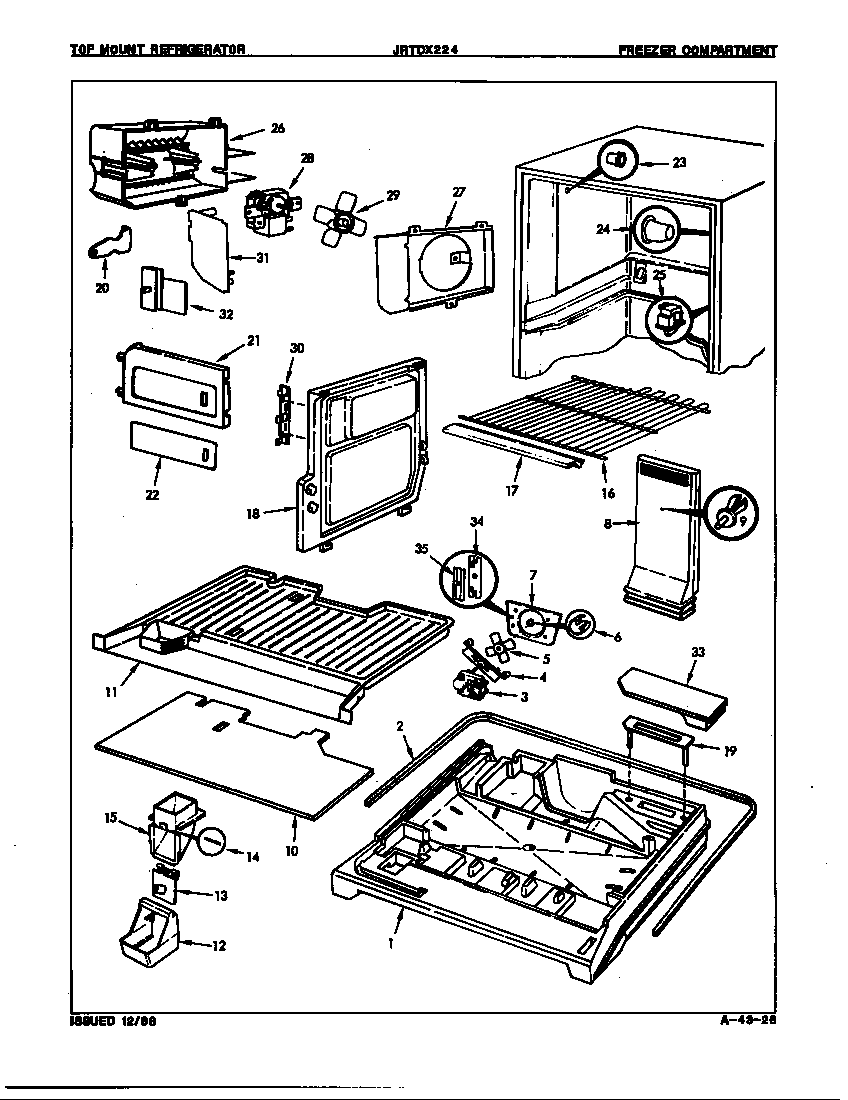 Jenn-Air JRTDX224L/8B14B freezer compartment diagram