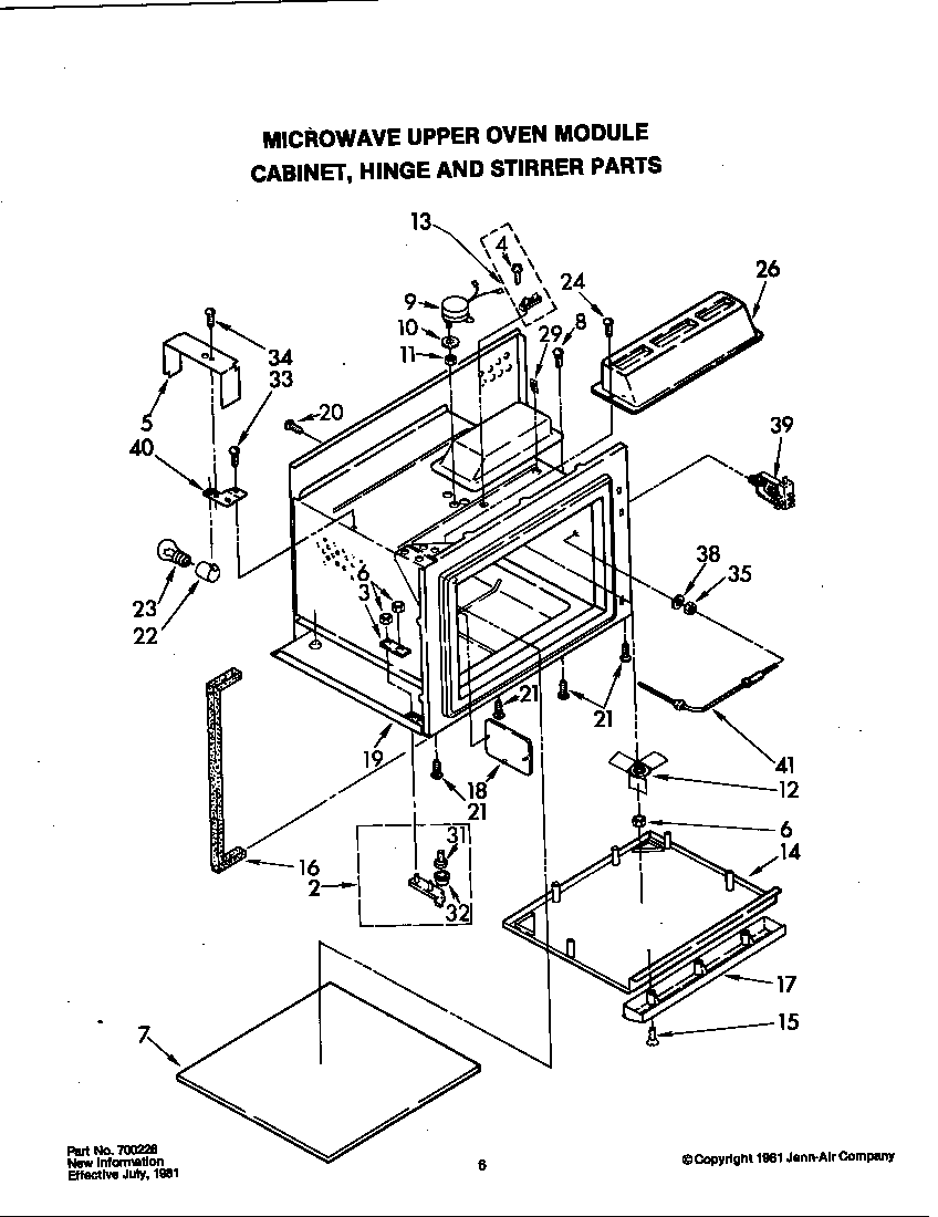 Jenn-Air F221 cabinet diagram