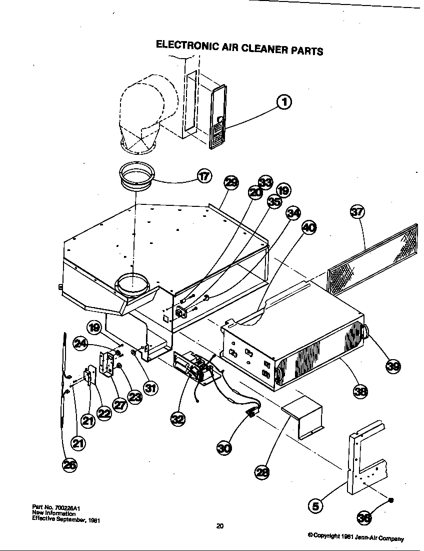 Jenn-Air F221 electronic air cleaner parts diagram