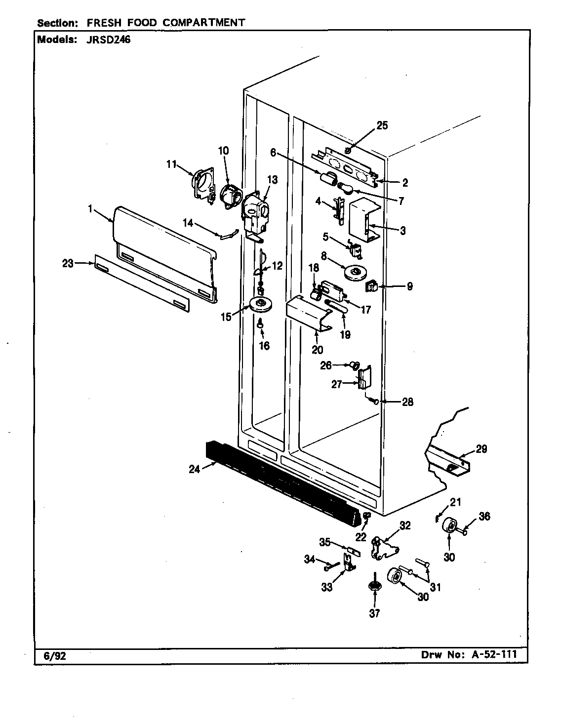 Jenn-Air JRSD246/BQ82B fresh food compartment diagram