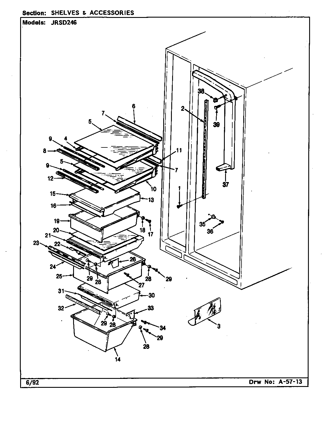 Jenn-Air JRSD246/BQ82B shelves & accessories diagram