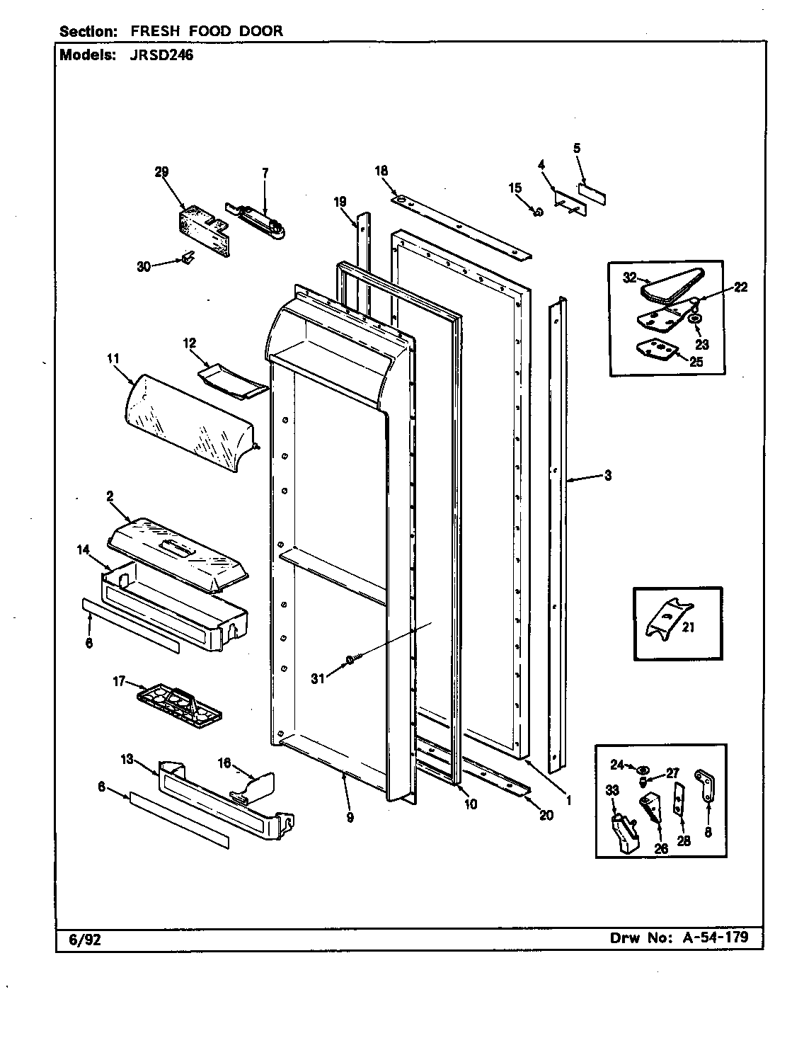 Jenn-Air JRSD246/BQ82B fresh food door diagram