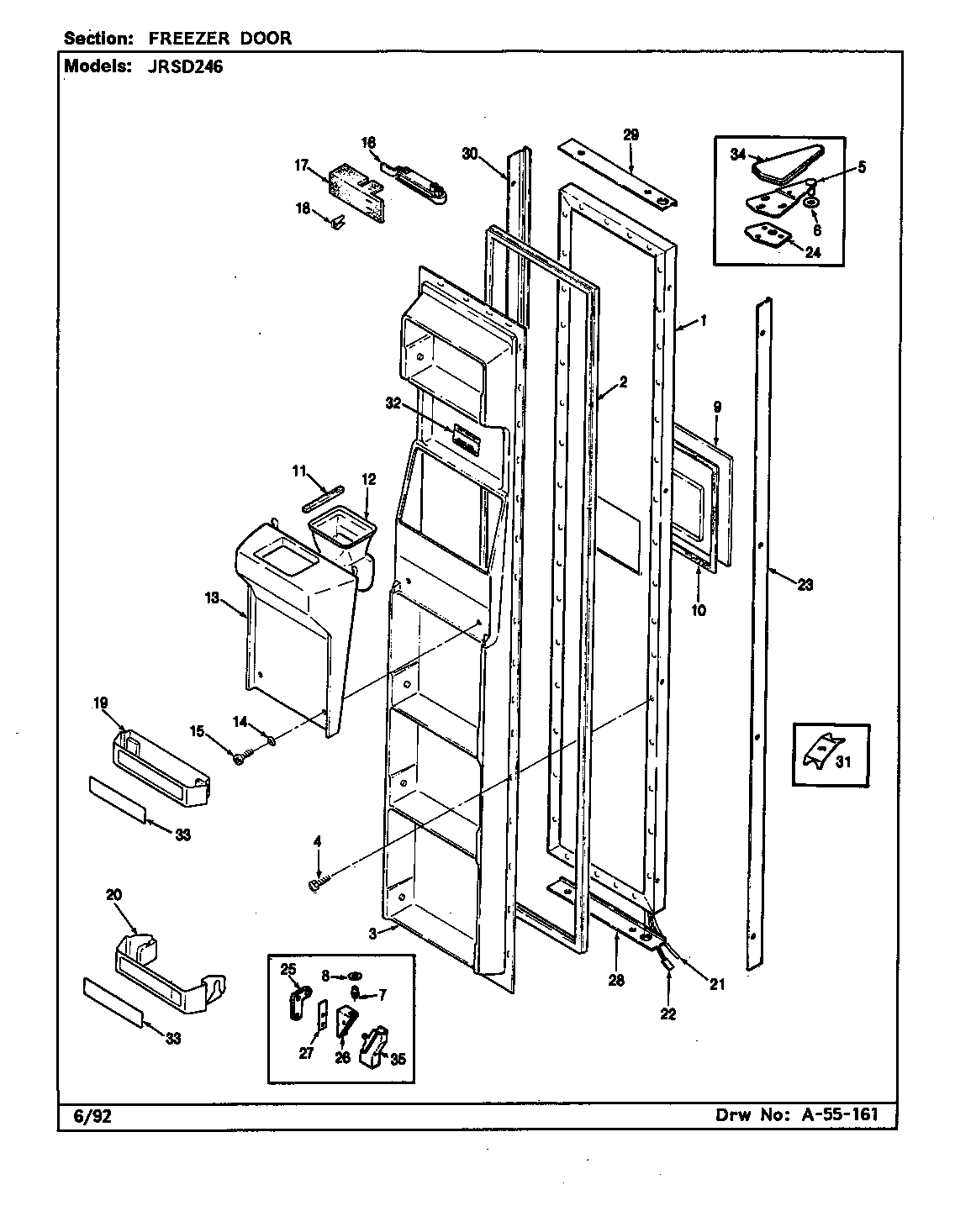 Jenn-Air JRSD246/BQ82B freezer door diagram