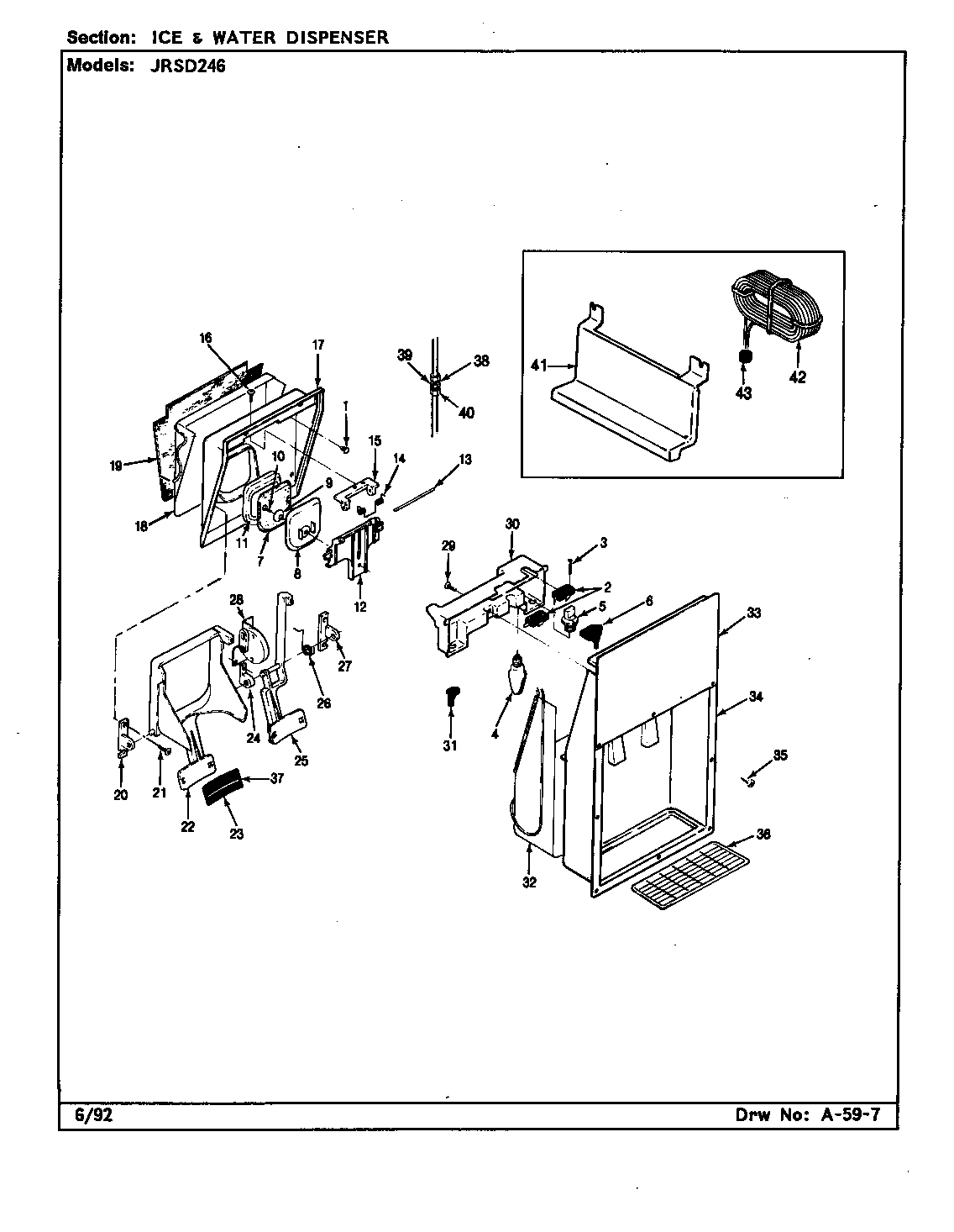 Jenn-Air JRSD246/BQ82B ice & water dispenser diagram
