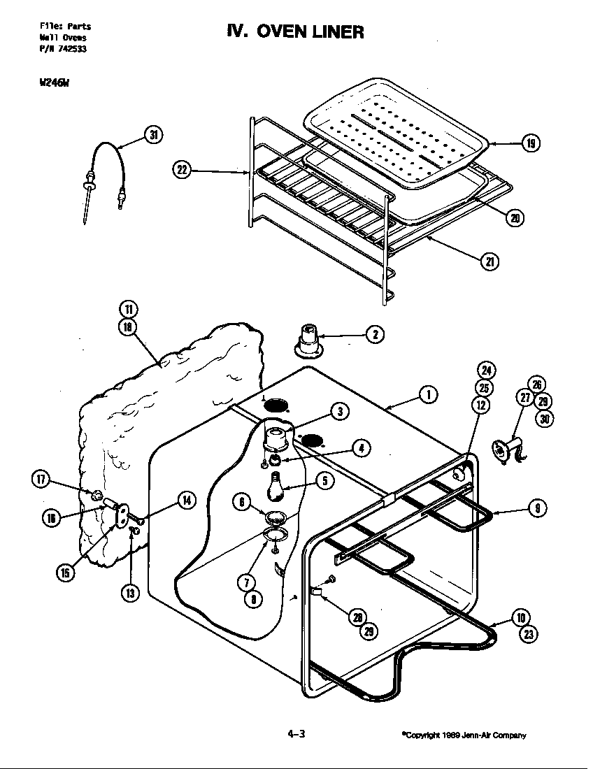 Jenn-Air W246W oven liner (w246w) diagram