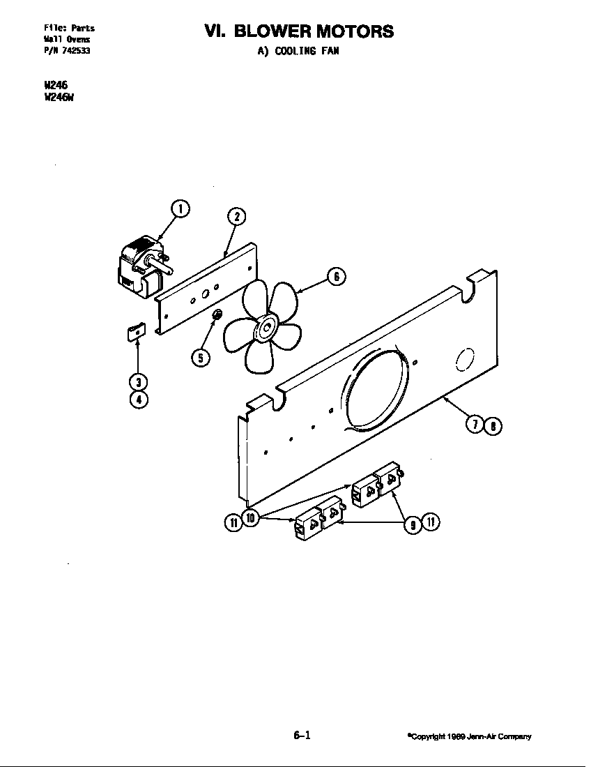 Jenn-Air W246W blower motor-cooling fan (w246w) diagram