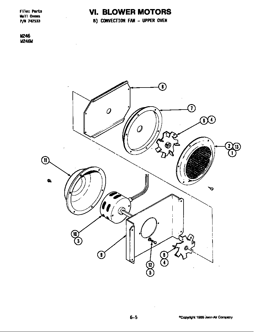 Jenn-Air W246W blower motor-convection fan (w246w) diagram