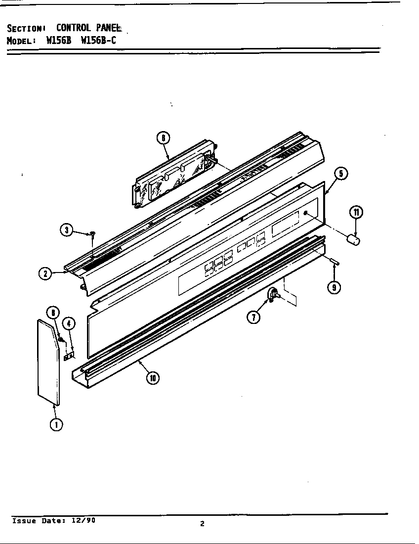 Jenn-Air W156B control panel (w156b) (w156b-c) diagram