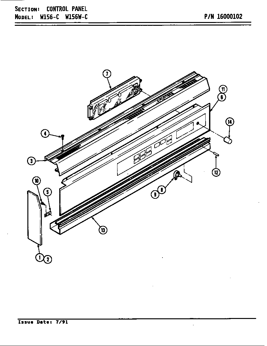 Jenn-Air W156B control panel (w156-c & w156w-c) (w156-c) (w156w-c) diagram