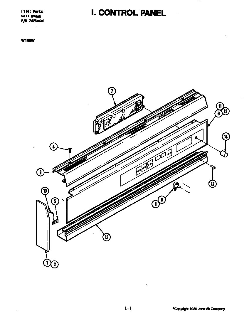 Jenn-Air W156B control panel (w156w) (w156w) diagram