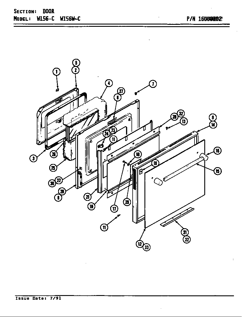 Jenn-Air W156B door (w156-c & w156w-c) (w156-c) (w156w-c) diagram