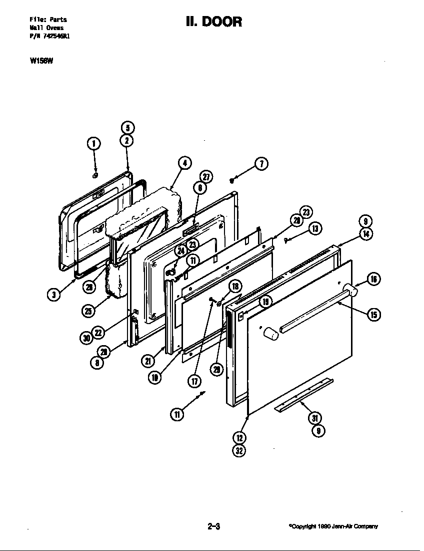 Jenn-Air W156B door (w156w) (w156w) diagram