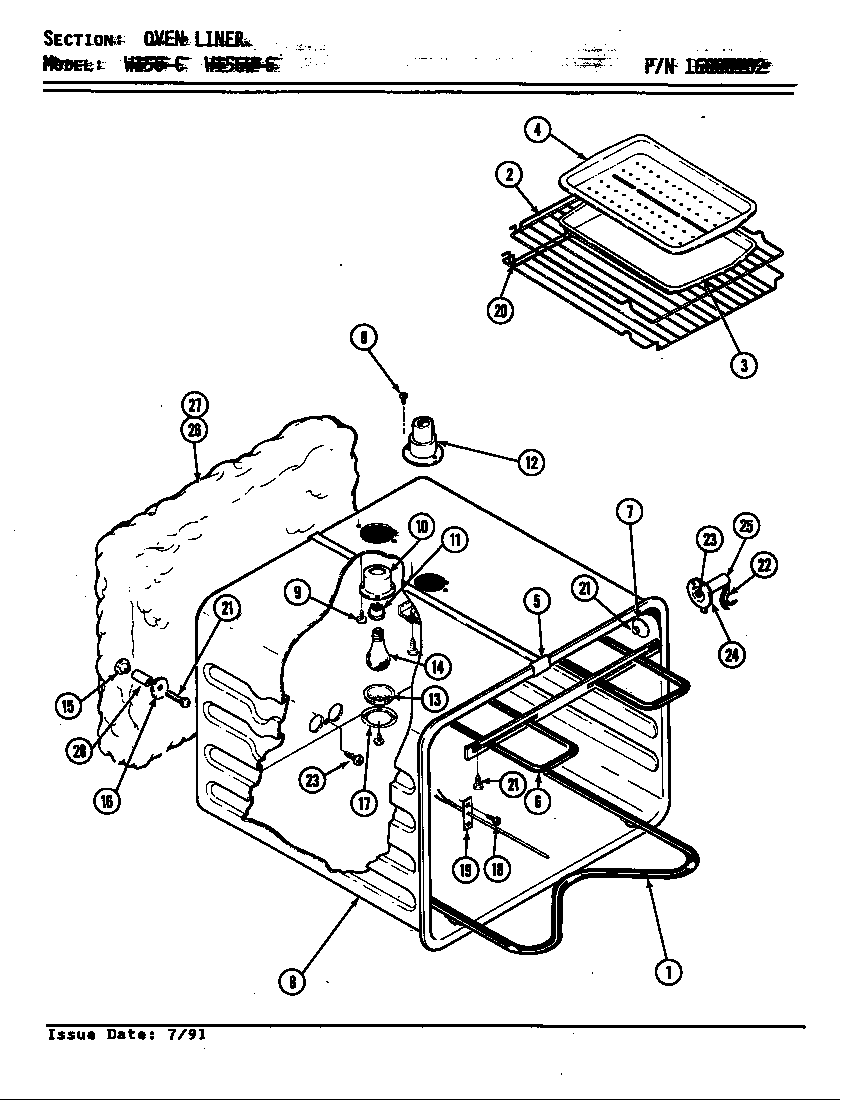 Jenn-Air W156B oven liner (w156-c & w156w-c) (w156-c) (w156w-c) diagram