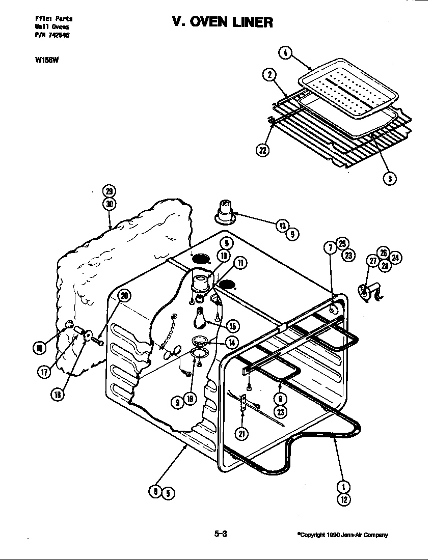Jenn-Air W156B oven liner (w156w) (w156w) diagram