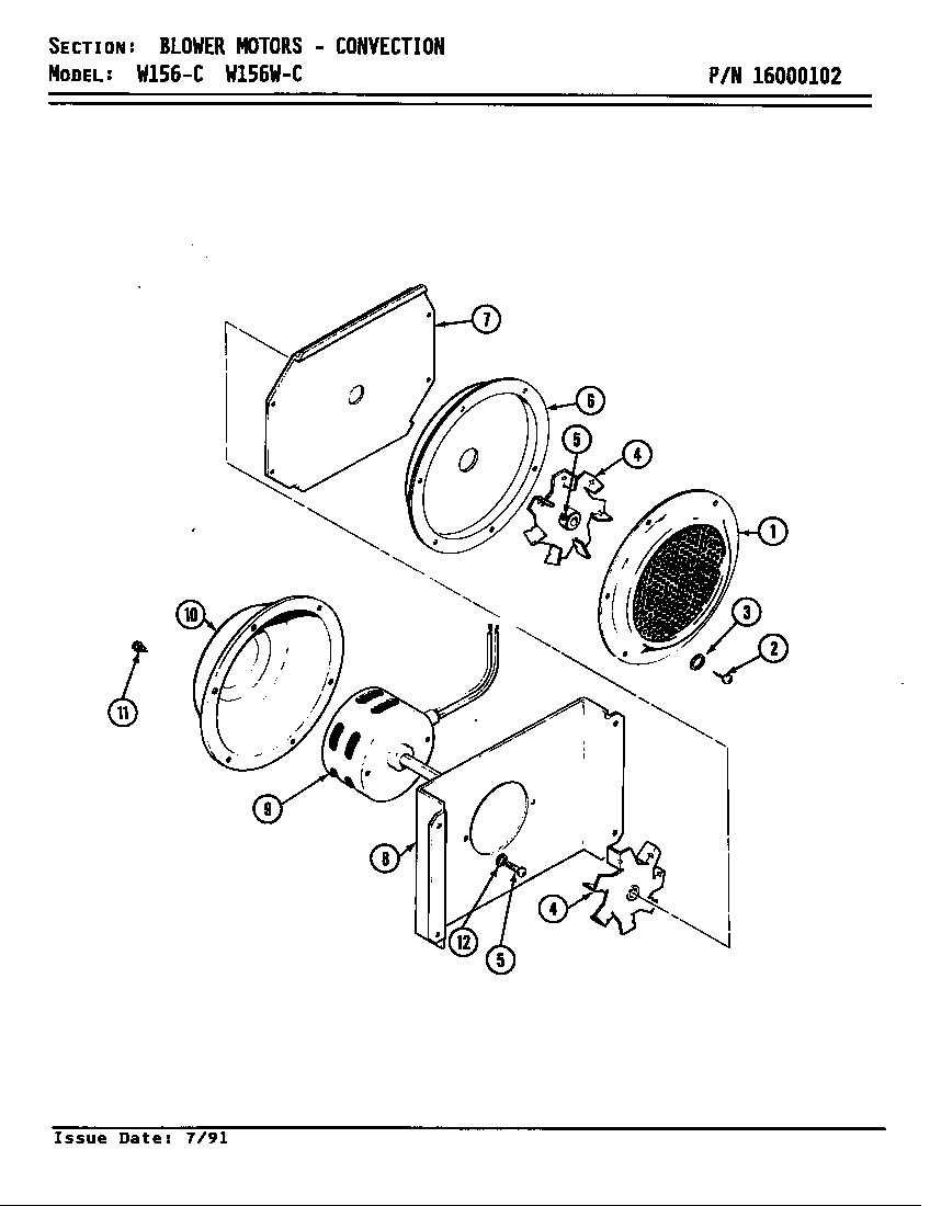 Jenn-Air W156B blower motor-convection (w156-c & w156w) (w156-c) (w156w-c) diagram