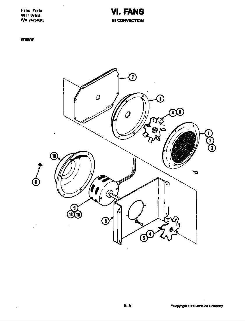 Jenn-Air W156B blower motor-convection (w156w) (w156w) diagram