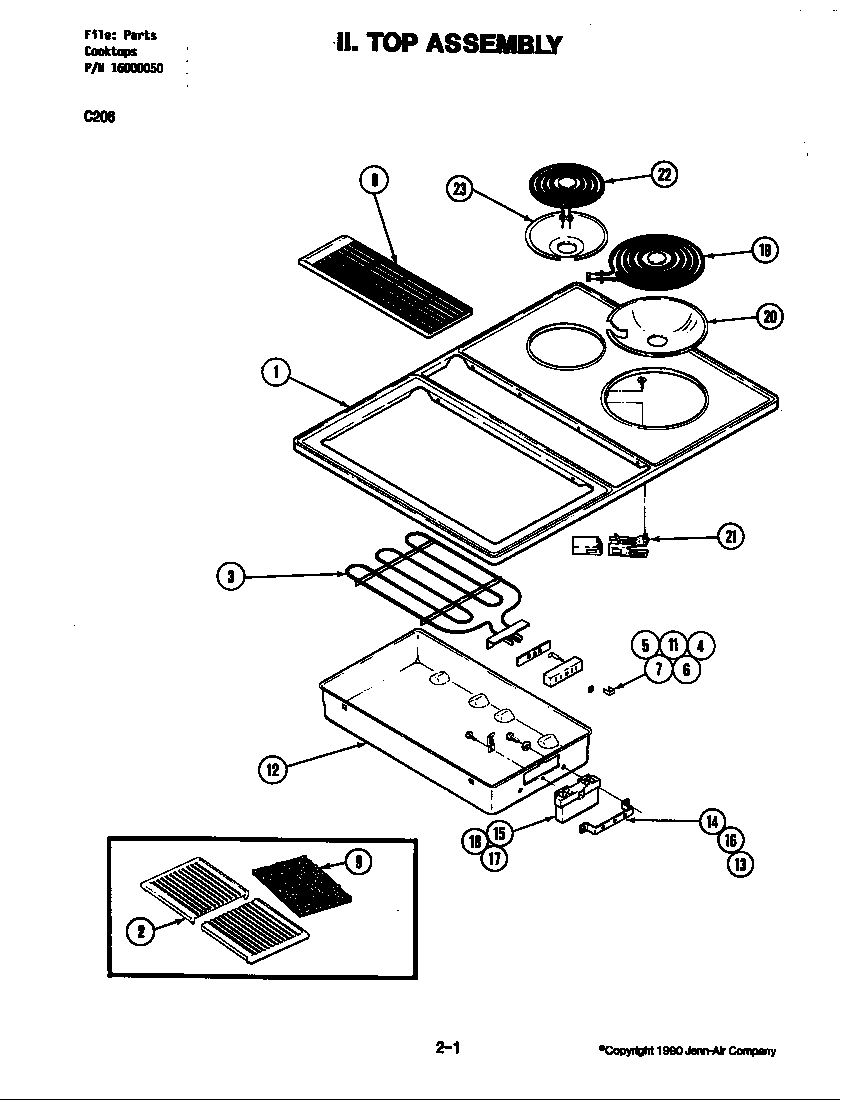 Jenn-Air C206W top assembly (c206b) (c206b-c) (c206w) (c206w-c) diagram