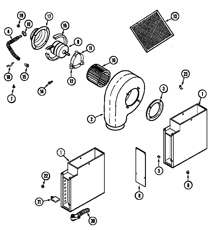 Jenn-Air C206W blower plenum (c206b) (c206b-c) (c206w) (c206w-c) diagram