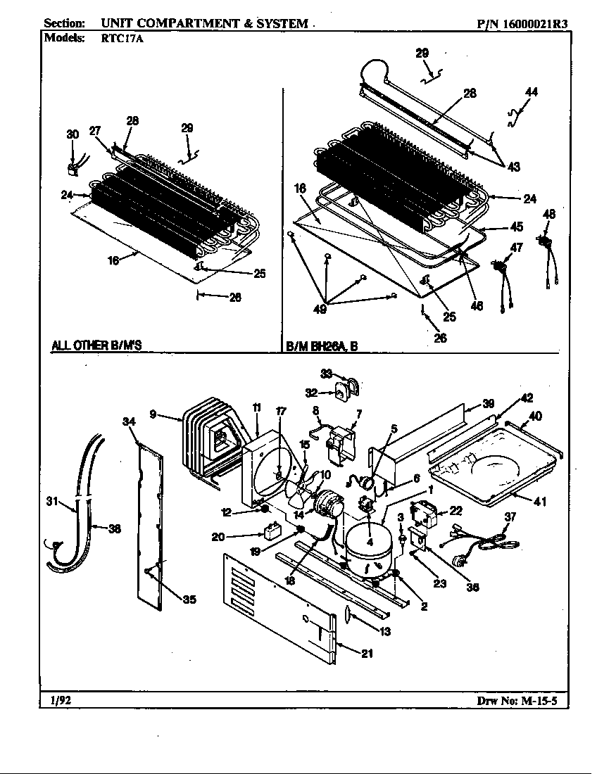 Maytag RTC17A-BH26B unit compartment & system diagram