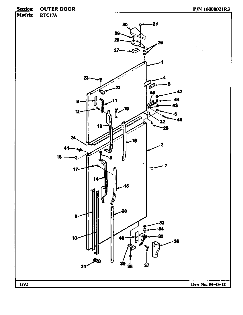 Maytag RTC17A-BH26B outer door diagram