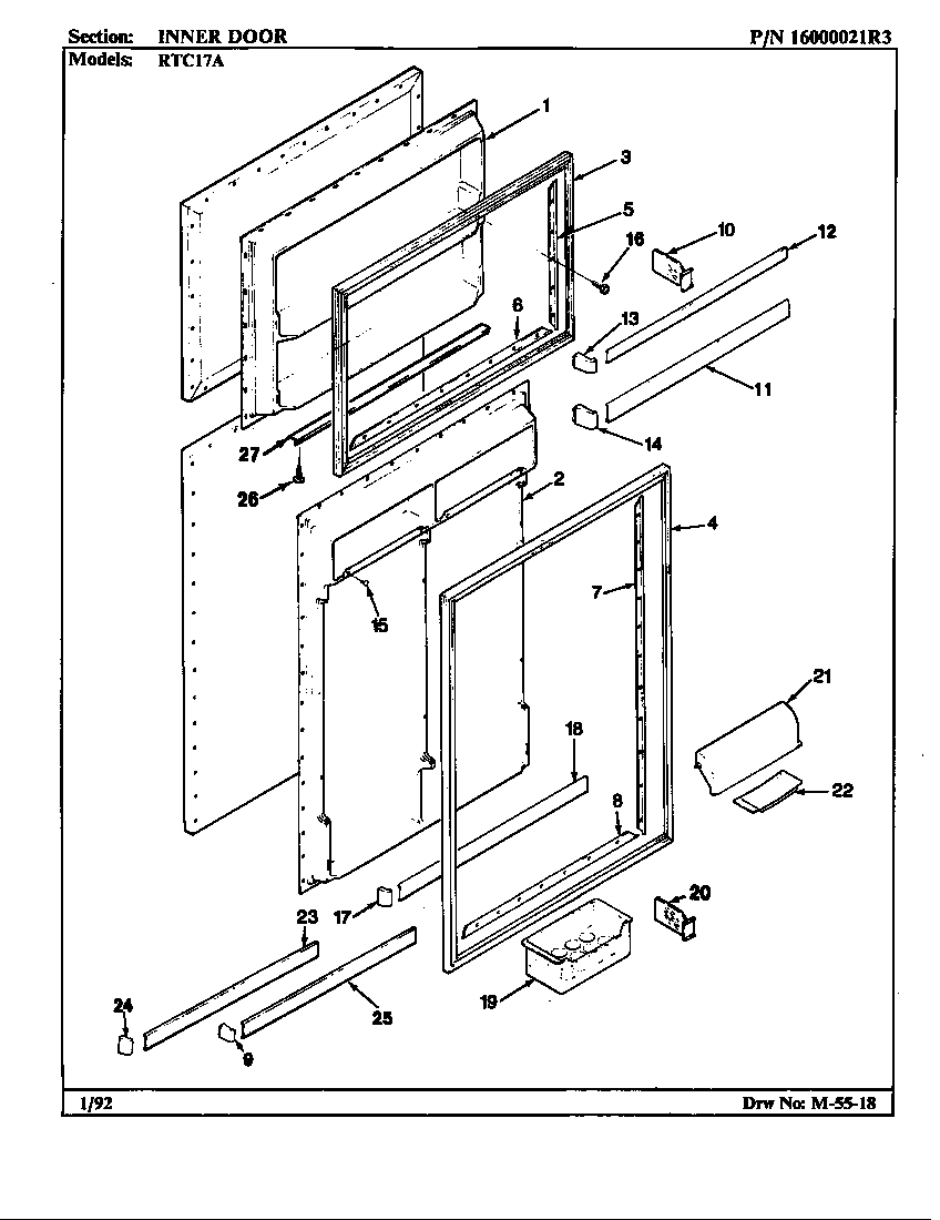 Maytag RTC17A-BH26B inner door diagram