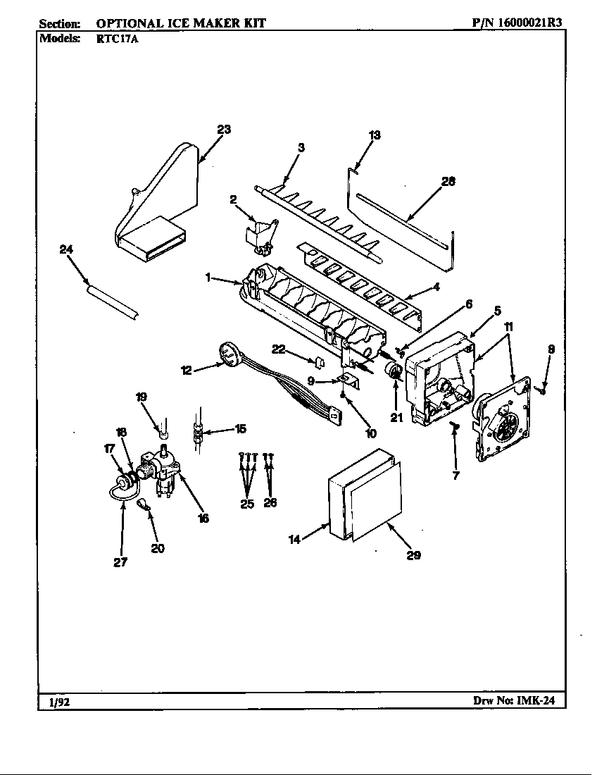 Maytag RTC17A-BH26B optional ice maker kit diagram