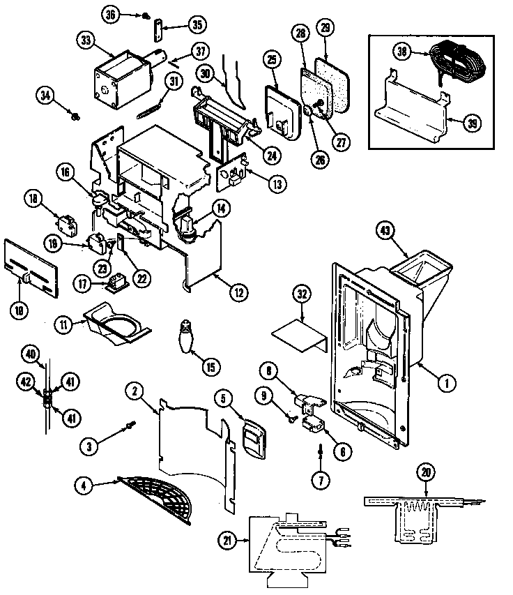 Maytag RSW24E0CAE ice & water dispenser diagram