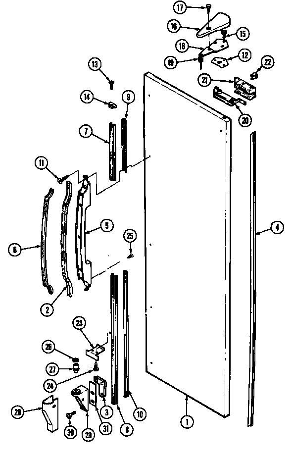 Maytag RSW24E0CAL/DM88A fresh food outer door diagram