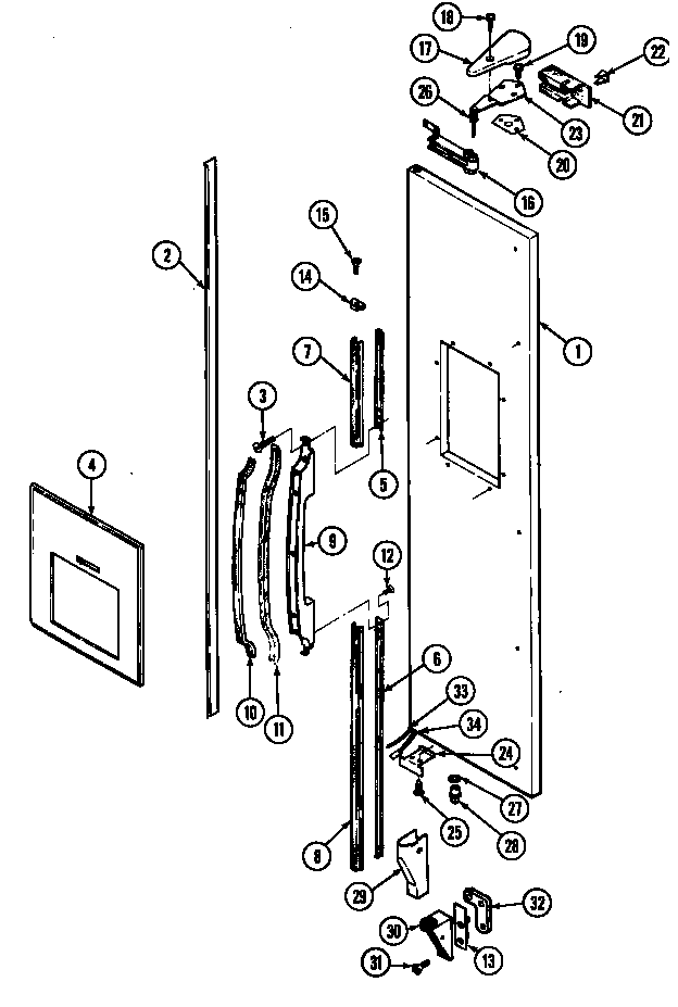 Maytag RSW24E0CAL/DM88A freezer outer door diagram