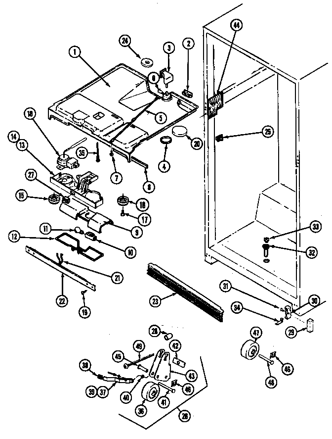 Maytag RTW22E0CAW/DH87C fresh food compartment diagram