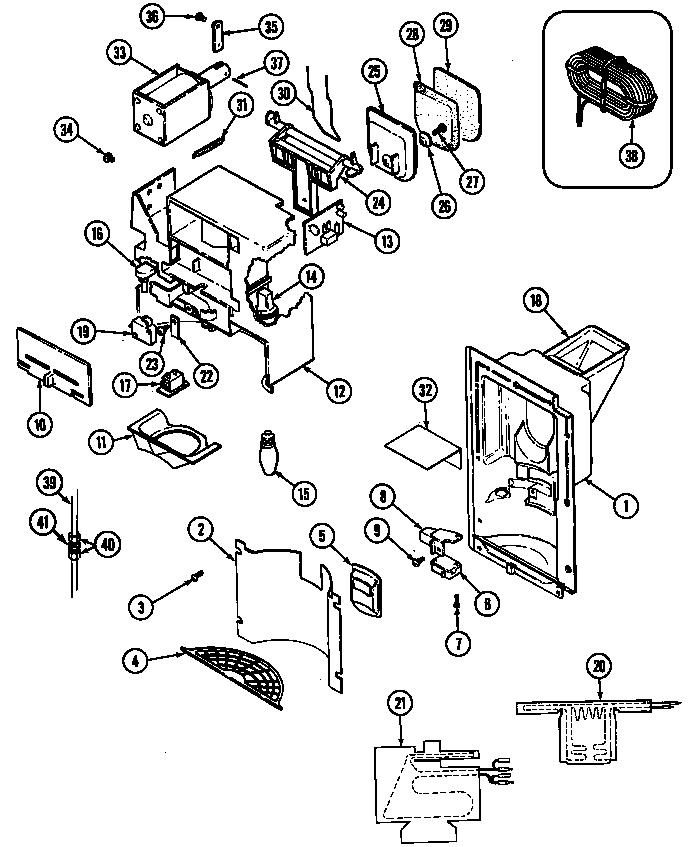 Maytag RTW22E0CAW/DH87C ice & water dispenser diagram