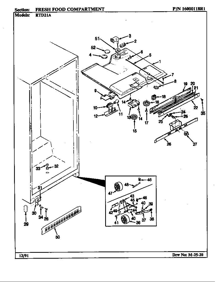 Maytag RTD21A/BH71B fresh food compartment diagram