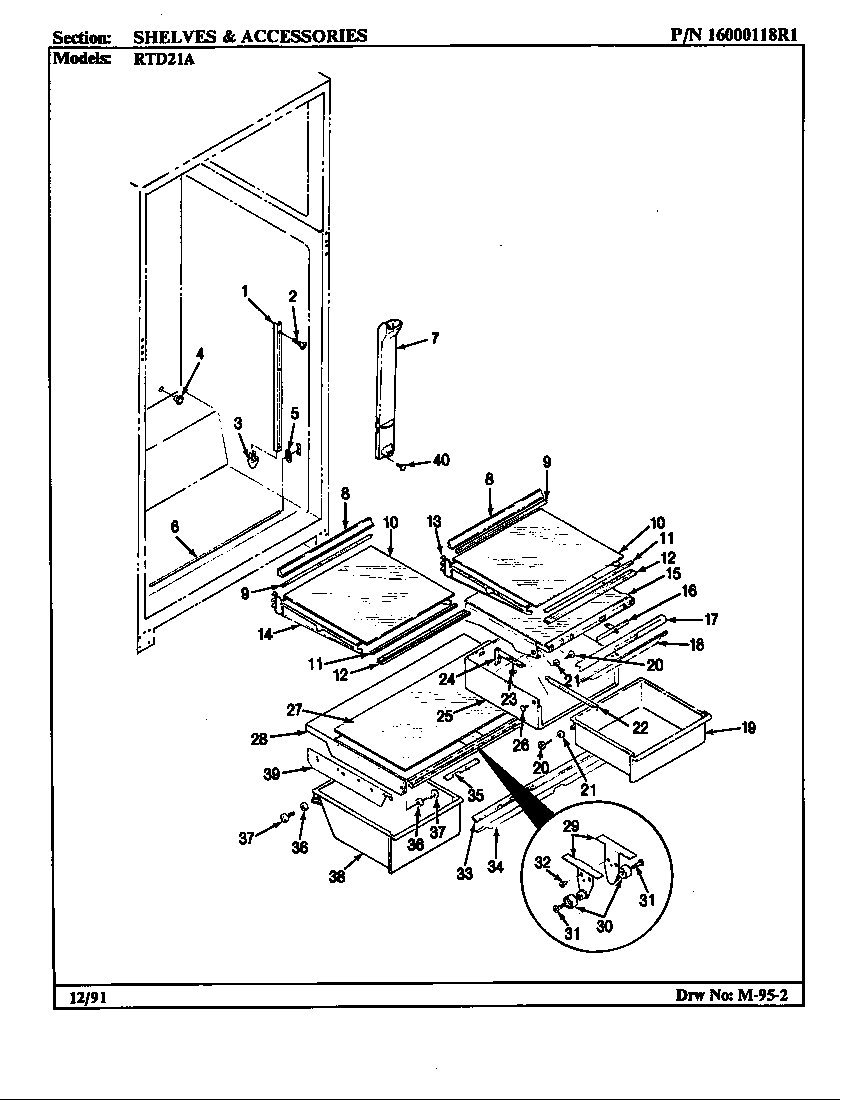 Maytag RTD21A/BH71B shelves & accessories diagram