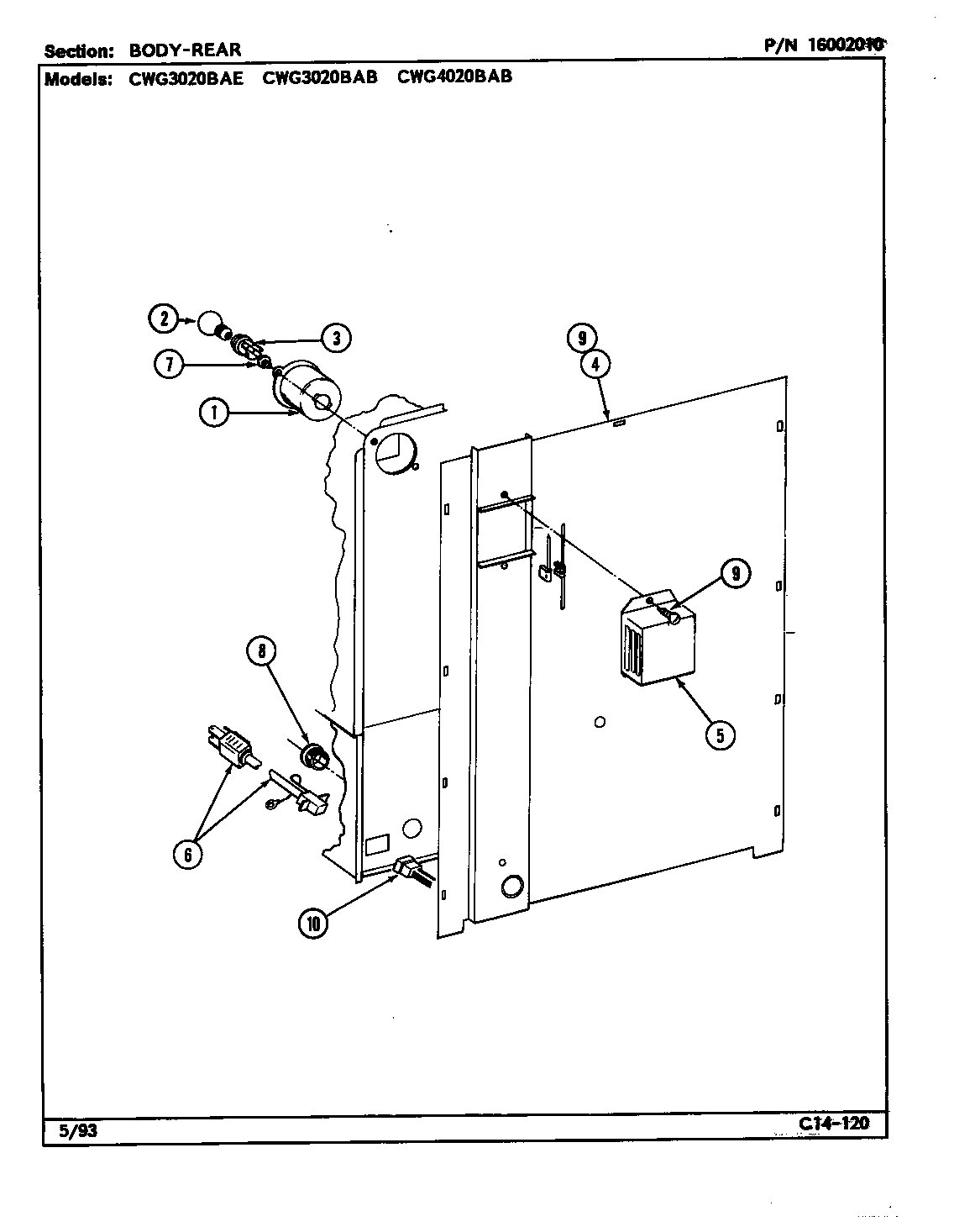 Maytag CWG3020BAB body-rear diagram