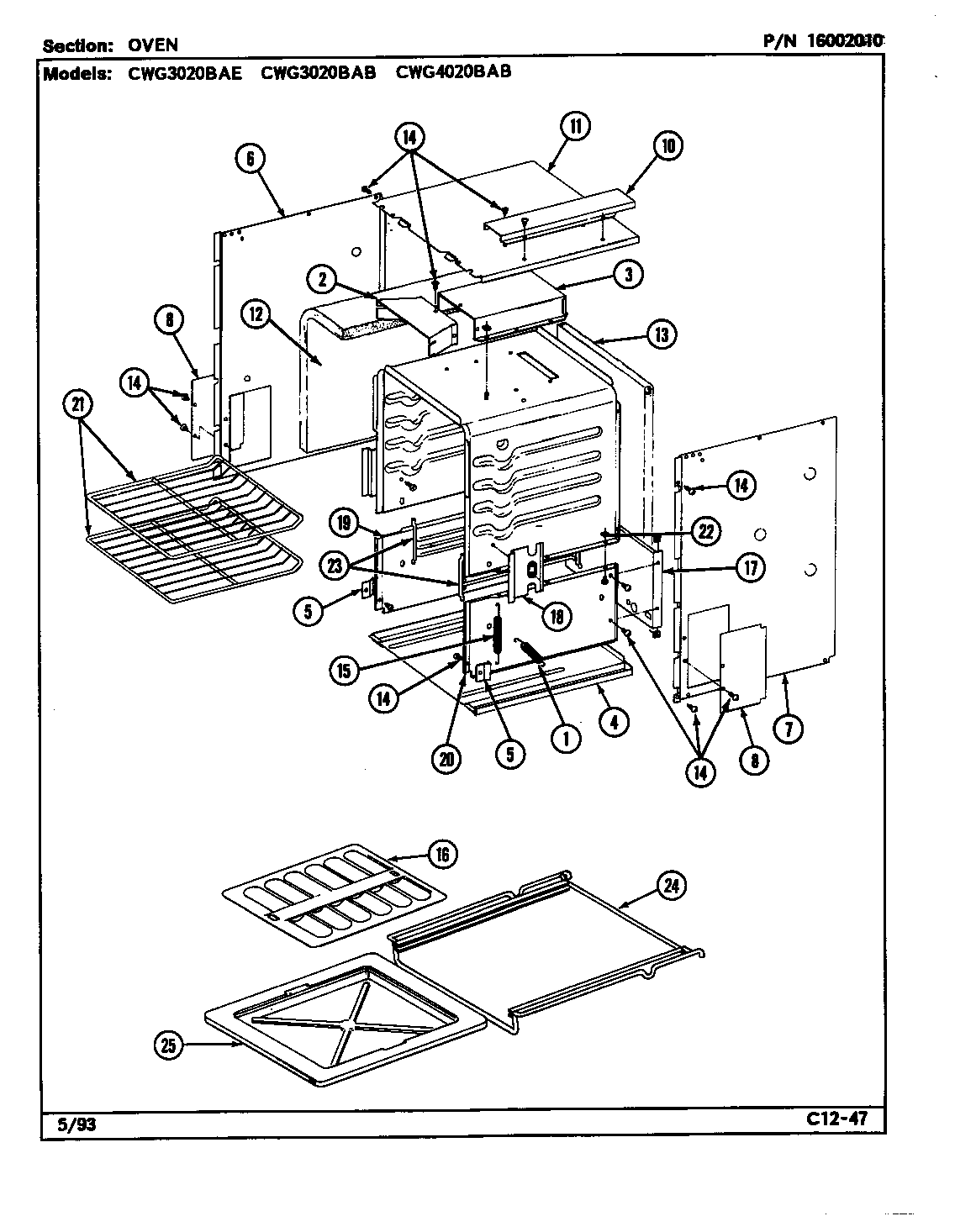 Maytag CWG3020BAB oven diagram