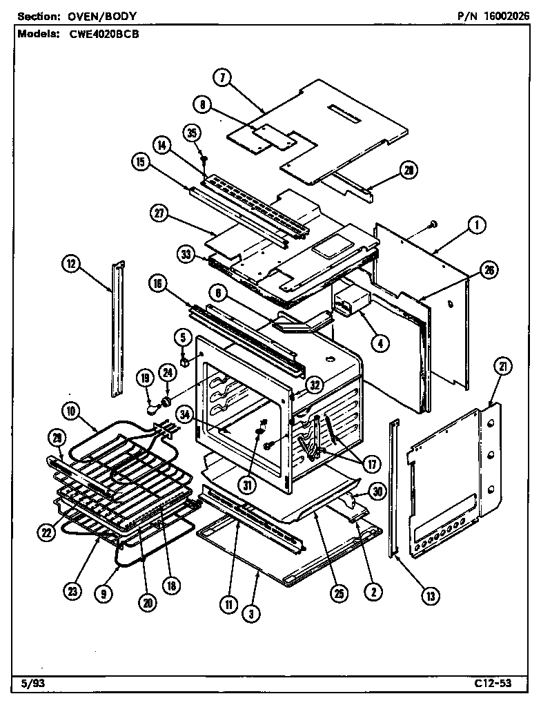 Maytag CWE4020BCB oven (cwe5020bcb) diagram