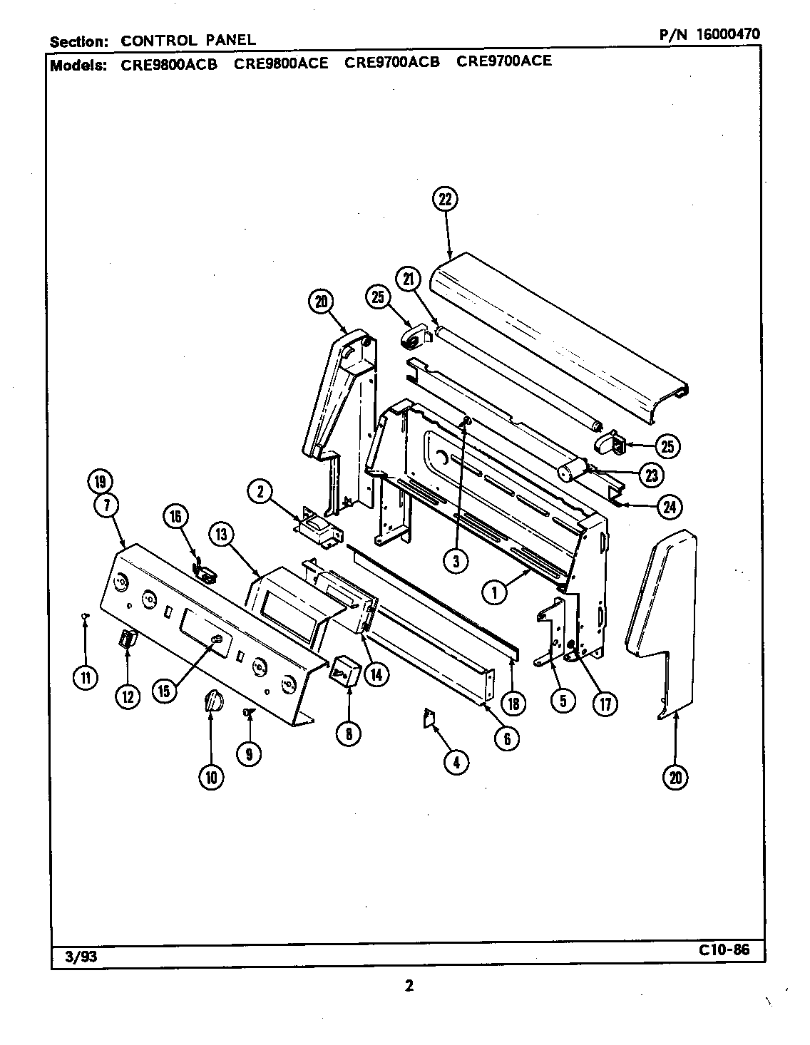 Maytag CRE9800ACB control panel diagram