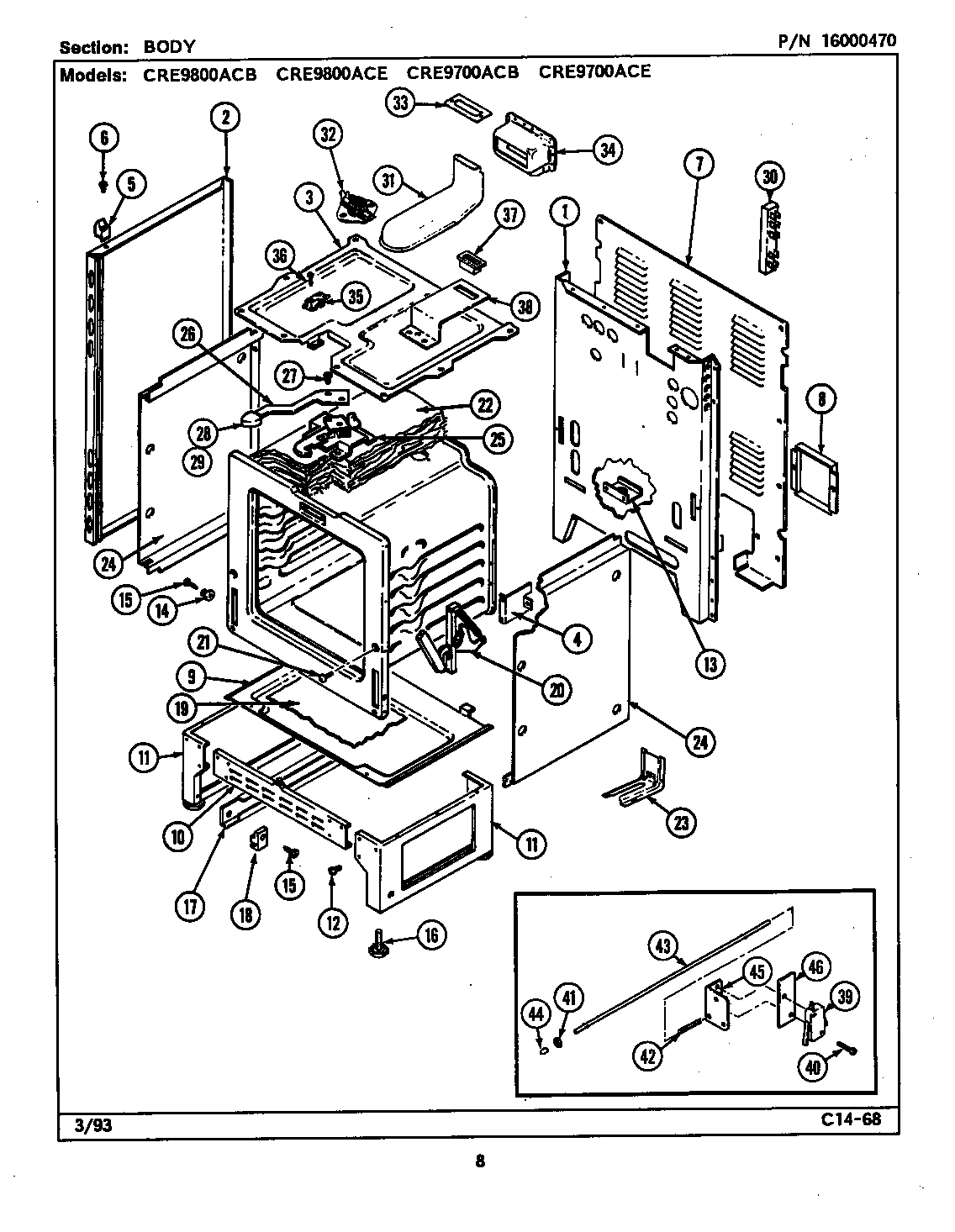Maytag CRE9800ACB body diagram