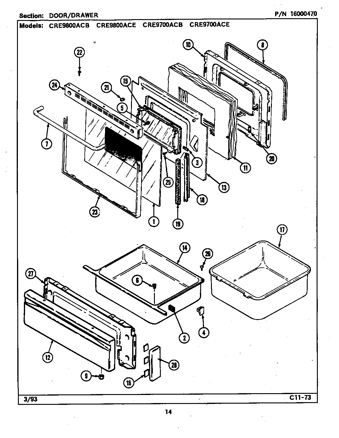 Maytag CRE9800ACB door/drawer diagram
