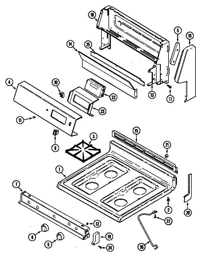 Maytag CRG7400AAW top assembly/control panel (crg7400aa*) (crg7400aal) (crg7400aaw) diagram