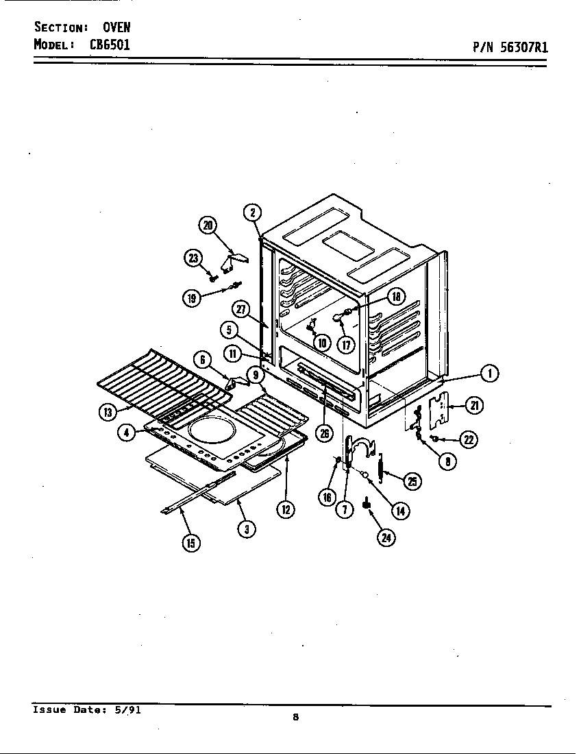 Maytag CBG501 oven diagram